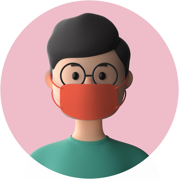 Download Premium PSD | 3d cartoon character wearing mockup of face mask