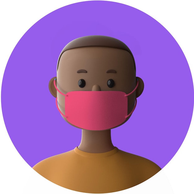 Download Premium PSD | 3d cartoon character wearing mockup of face mask