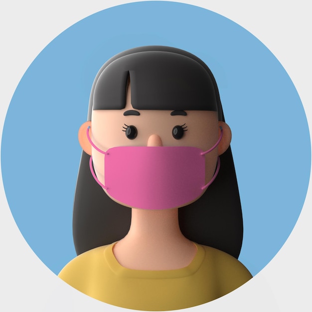 Download Premium PSD | 3d cartoon character wearing mockup of face mask