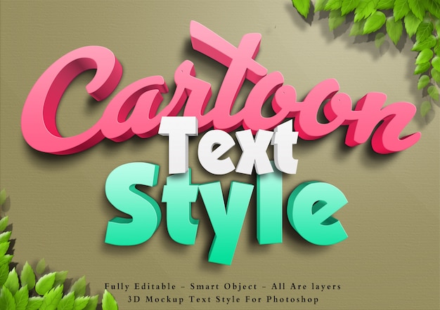 3d cartoon color text style effect Premium Psd
