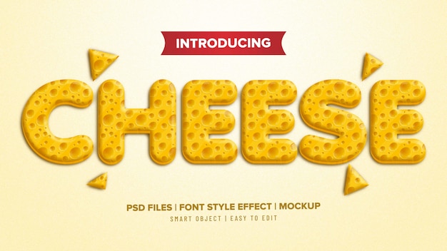 3d cheese font style text effect PSD file | Premium Download