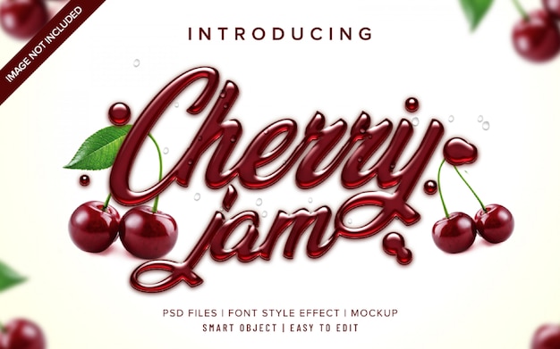 3d cherry jam font style effect template Premium Psd