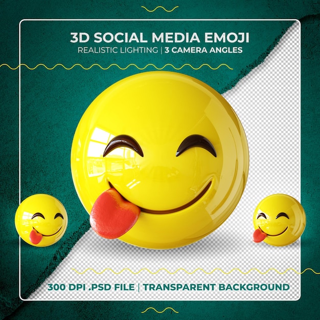  3d emoji isolated biting the tongue