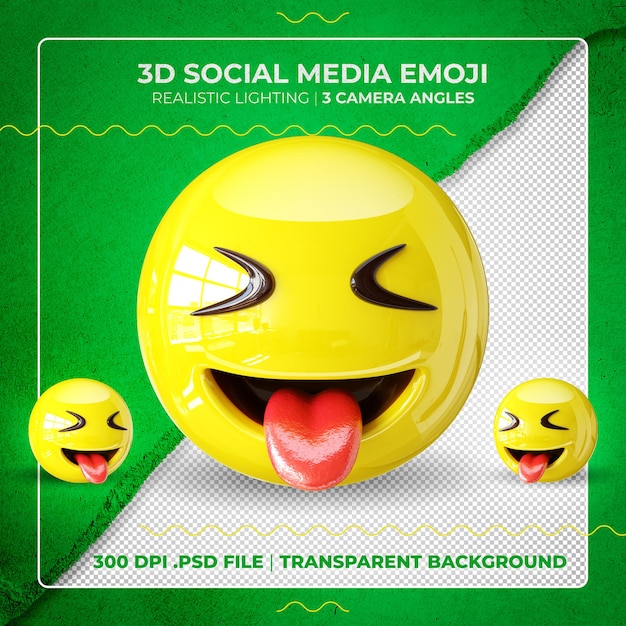  3d emoji isolated showing tongue with eyes closed