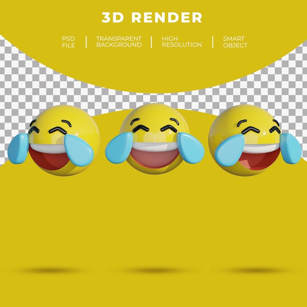 3d絵文字ソーシャルメディアは レンダリングを笑いながら陽気な泣きに直面します プレミアムpsdファイル