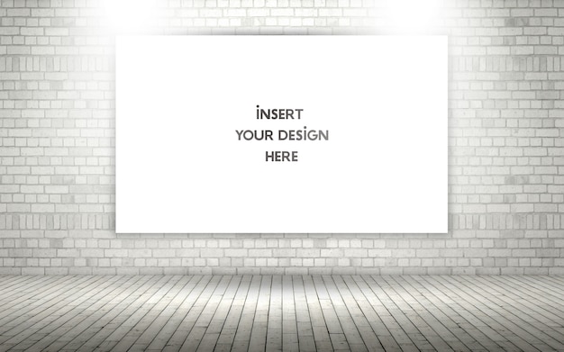 3d exposed brick wall with blank canvas mock up Free Psd