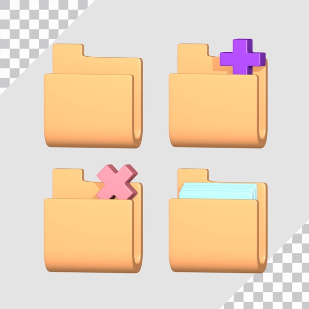 Premium PSD | 3d folder icon set concept