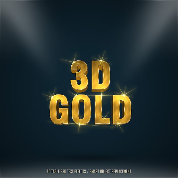 3d gold text psd download