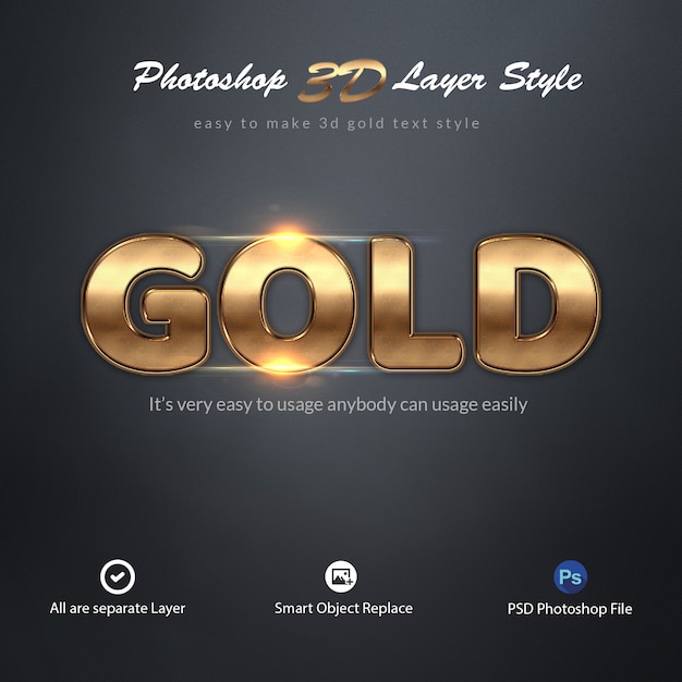 Premium Psd 3d Gold Photoshop Layer Style Text Effects