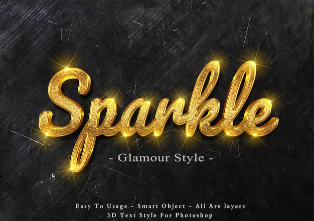 Premium Psd 3d Gold Sparkle Text Style Effect