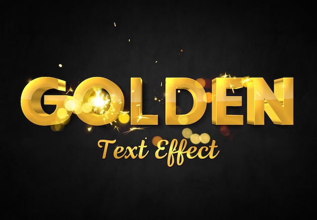 Download 3d gold text effect with spark mockup | Premium PSD File