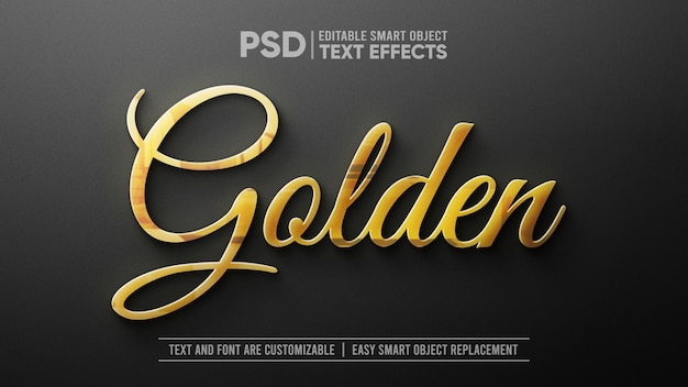 Download 3d gold text on white marble editable smart object mockup ...