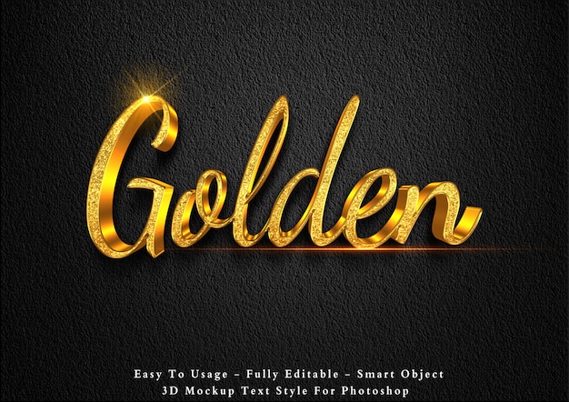 Premium PSD | 3d Golden Glitter Text Effect Template