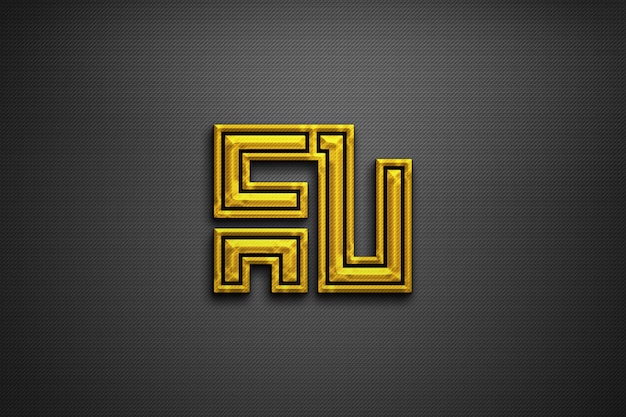 3d golden textured logo mockup | Premium PSD File