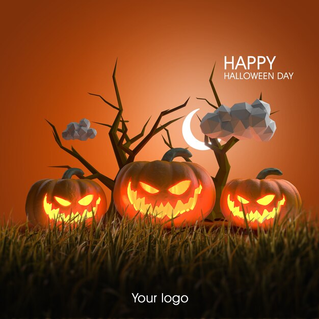 Download Premium PSD | 3d halloween poster design mockup