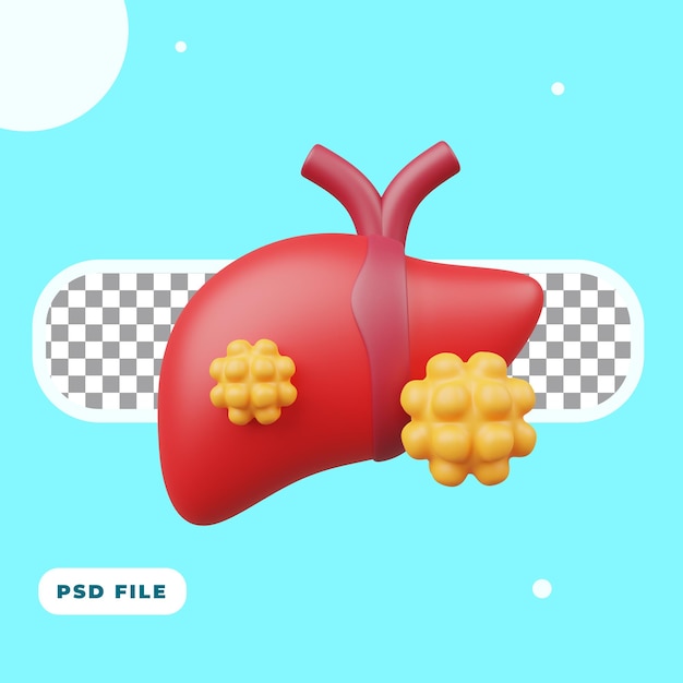 Premium PSD | 3d illustration of liver cancer icon