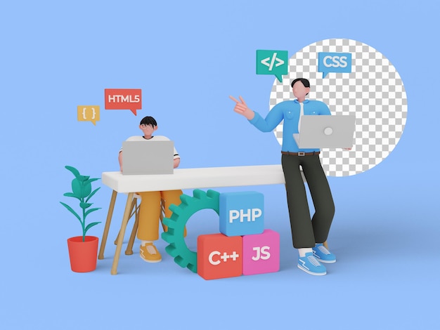 Premium PSD | 3d illustration of program language concept