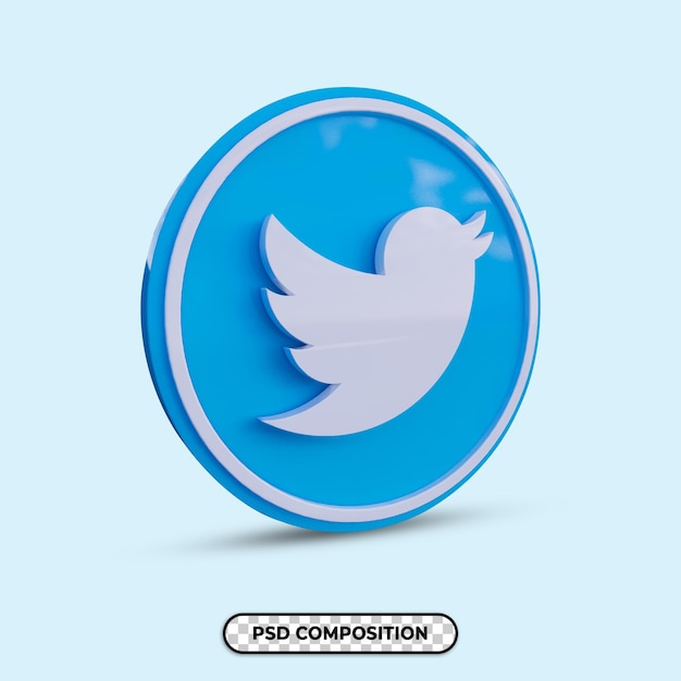 Premium PSD | 3d illustration twitter logo isolated