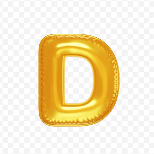 Premium PSD | 3d inflated letter d in the form of yellow balloon ...