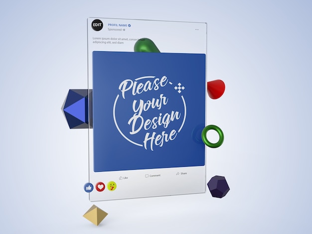 Premium PSD | 3d interface social media facebook mockup