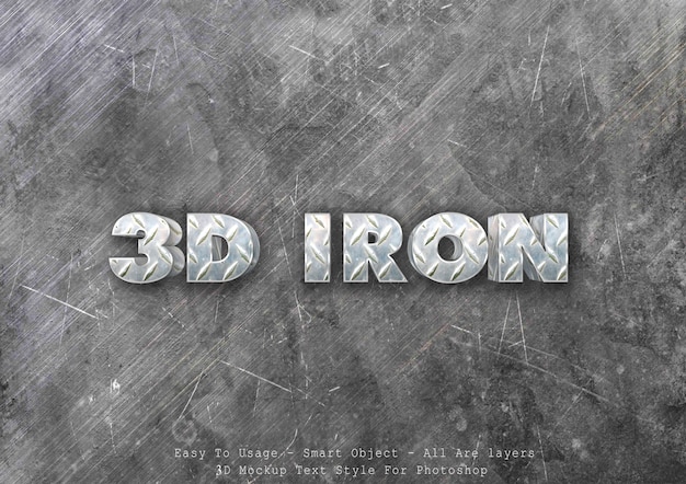 Premium PSD | 3d iron text style effect