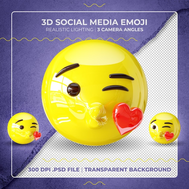  3d kissing emoji isolated