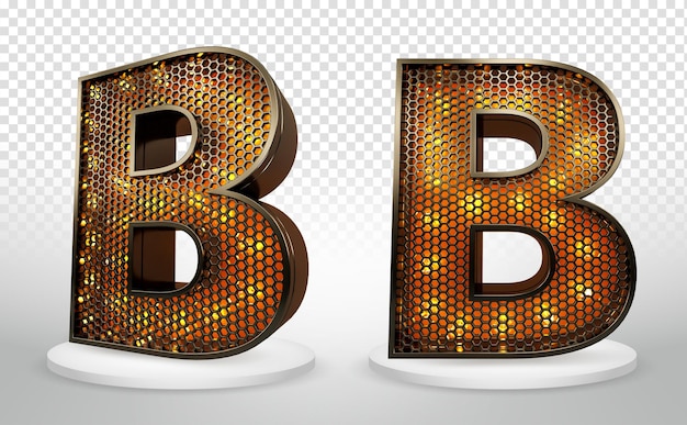 Premium PSD | 3d Letter B With Lights And Grid