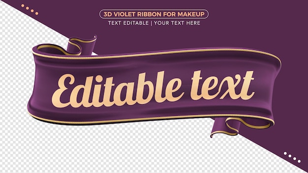 Download Premium PSD | 3d lilas fabric ribbon with text mockup