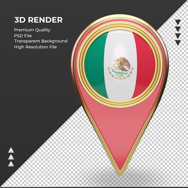 Premium PSD 3d Location Pin Mexico Flag Rendering Front View