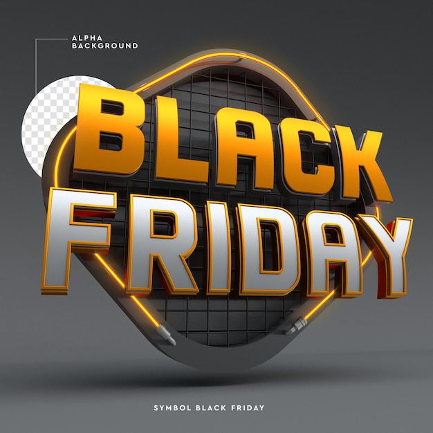 Premium PSD 3d logo black friday orange rhombus in 3d rendering