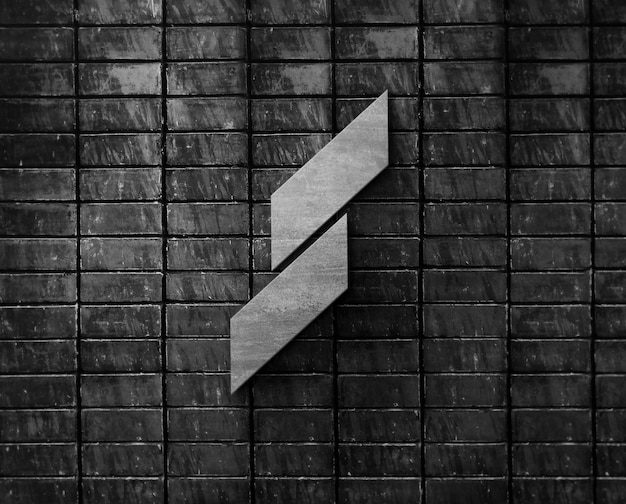 Download 3d logo metal mockup on black brick wall | Premium PSD File