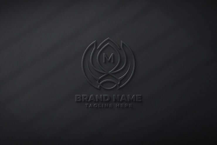 Premium PSD | 3d logo mockup on black texture