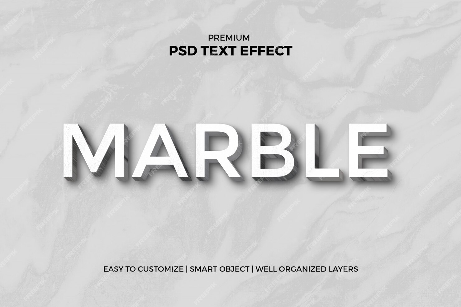 Premium PSD | 3d marble text effect