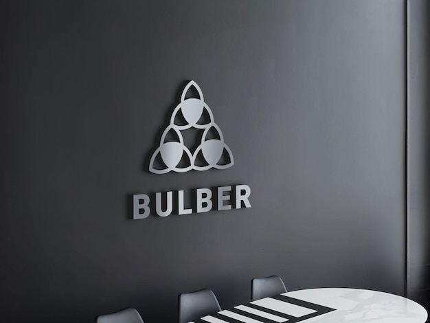 Download Premium Psd 3d Metallic Chrome Logo Mockup On A Black Modern Interior Wall