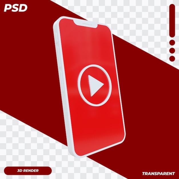 Premium Psd 3d Mobile Phone With Youtube Music Icon