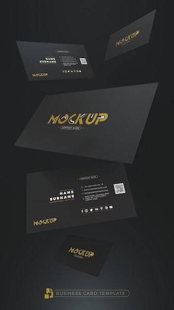 Download 3d mockup black business card | Premium PSD File PSD Mockup Templates