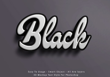 Premium PSD | 3d mockup black text style effect