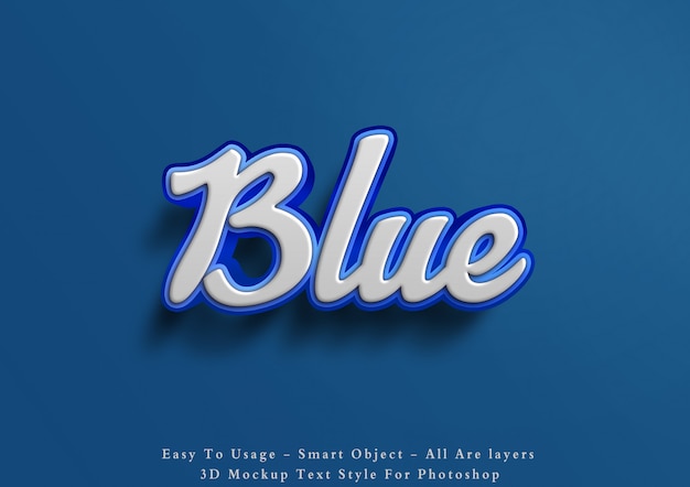 Download Premium Psd 3d Mockup Blue Text Style Effect