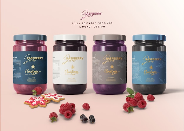 Download Premium Psd 3d Mockup For Christmas Special Edition Glass Raspberry Jar