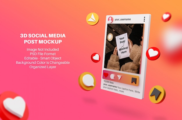 Download Premium Psd 3d Mockup For Instagram Social Media Post PSD Mockup Templates