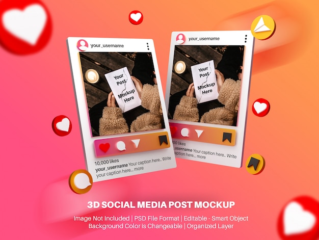 Download Premium PSD | 3d mockup for instagram social media post