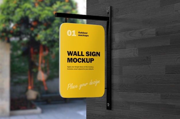 Download Premium Psd 3d Mockup Of Metal Outdoor Wall Sign