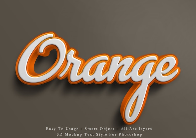 Download 3d mockup orange text style effect PSD file | Premium Download
