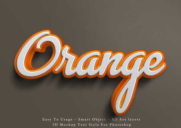 3d mockup orange text style effect PSD file | Premium Download