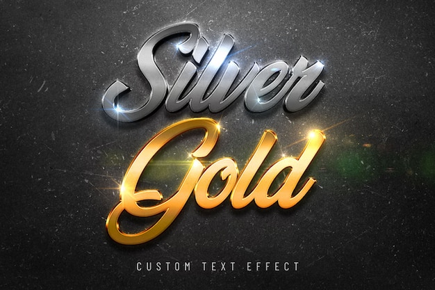 Download Premium PSD | 3d mockup silver gold font style effect