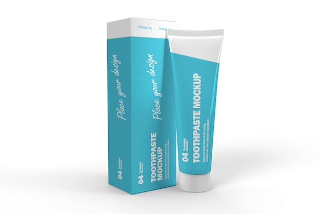 Download 3d mockup of toothpaste box and tube | Premium PSD File