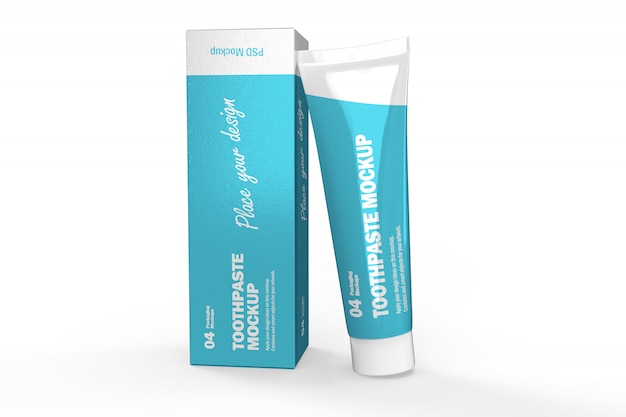 Download 3d mockup of toothpaste box and tube | Premium PSD File