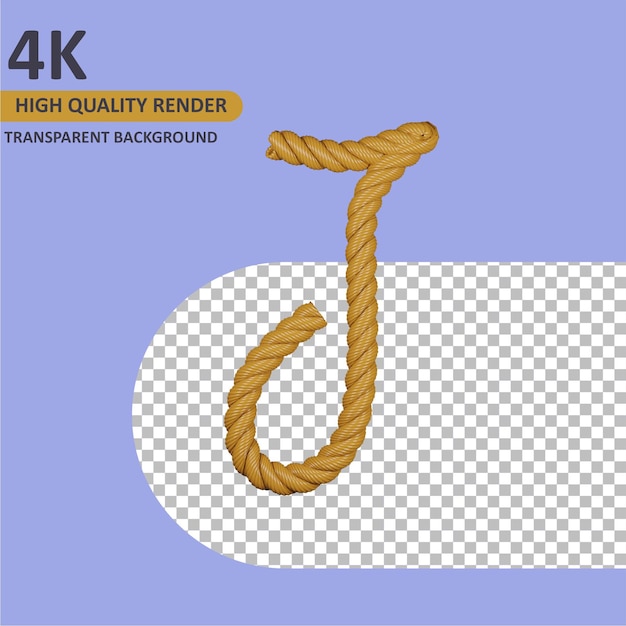 Premium Psd 3d Model Rendering Burlap Rope Alphabet Uppercase Letter J