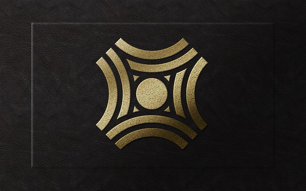 Download Premium PSD | 3d modern gold foil luxury logo on leather ...