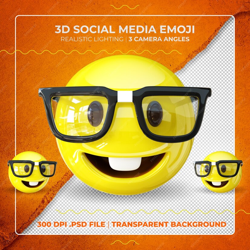 Premium Psd 3d Nerd Emoji Isolated With Glasses 2455